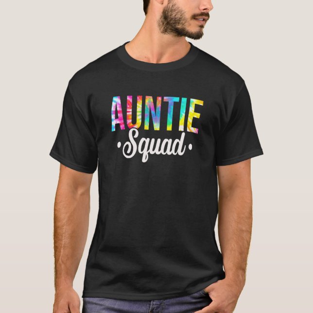 Camiseta Tie Dye Auntie Squad Em Breve Para Ser Tia Gravide (Frente)