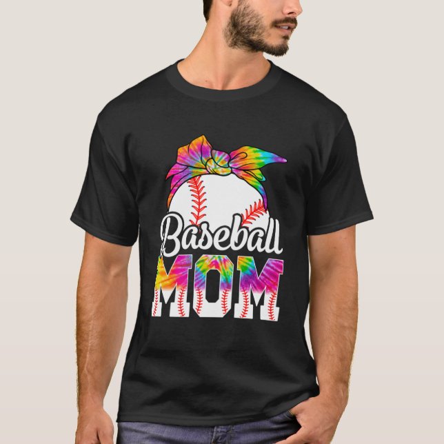 Camiseta Tie Dye Baseball Mãe Baseball Mama Esporte Mãe Mãe (Frente)