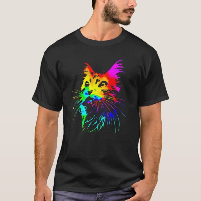 Camiseta Tie Dye Ca  Colorful Tye Dye Kitten (Frente)