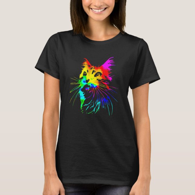 Camiseta Tie Dye Ca  Colorful Tye Dye Kitten (Frente)