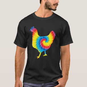 Camiseta Tie Dye Chicken Impressão Hen Fowl Hippie Peac