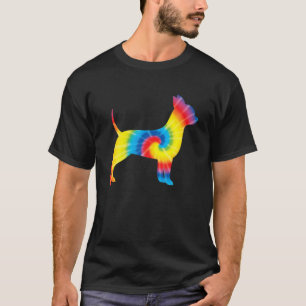 Camiseta Tie Dye Chihuahua Rainbow Impressão Dog Pup Hippi