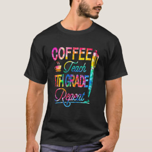 Camiseta Tie Dye Coffee Teach 5 de Grau Repetir Para Scho