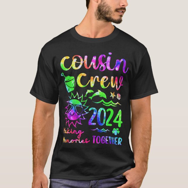 Camiseta Tie Dye Cousin Crew 2024 Summer Vacation Beach Fam (Frente)