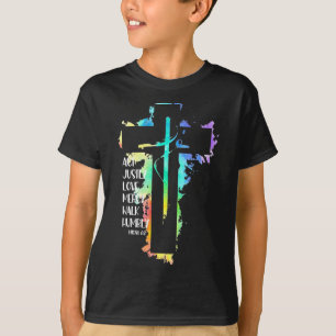 Camiseta Tie Dye Cross Micah 68 Act Justed Bíblia Escritura