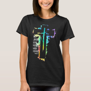 Camiseta Tie Dye Cross Micah 68 Act Justed Bíblia Escritura