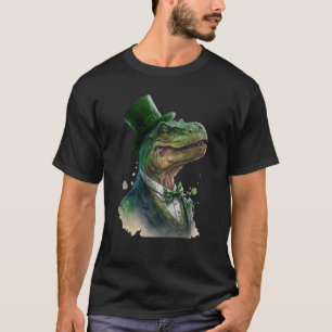 Camiseta Tie Dye Dinosaur Tuxedo Leprechaun Hat Rua Patrick