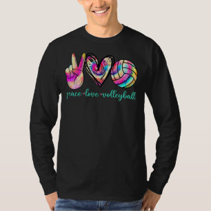 Camiseta Tie Dye do Jogador de Voleibol Peace Love Volleyb