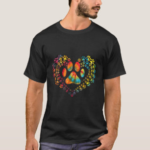 Camiseta Tie Dye Dog Paw Print Heart Amante de os animais