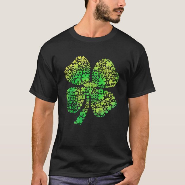 Camiseta Tie Dye Enfermeira Irlandesa Shamrock Stethoscope (Frente)