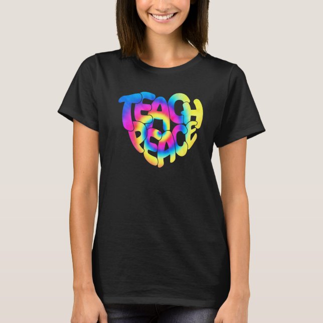 Camiseta Tie Dye Ensinar Paz Coração Inspiração Hippie Ensi (Frente)