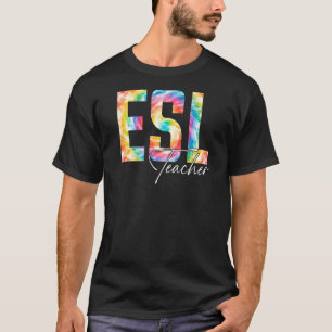 Camiseta Tie Dye Esl Professora De Volta À Escola Mulheres