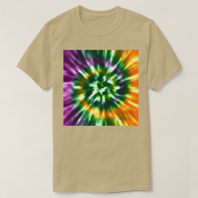 Camiseta Tie Dye Fall Cores Puros Verde Dourado (Frente do Design)