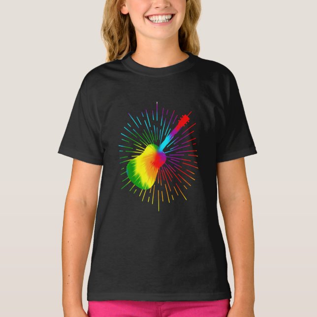 Camiseta Tie Dye Guitar Design Colorida Guitarrista (Frente)