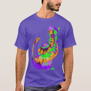 Camiseta Tie Dye Halloween Cat - T-Shir Laranja Verde Roxo