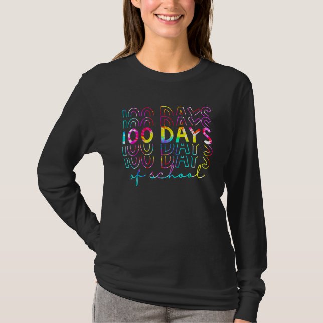 Camiseta Tie Dye Happy 100th Day Of School Teacher Student  (Frente)