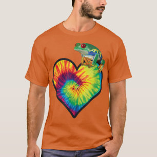 Camiseta Tie-Dye Heart Love Tree Frog Cute Funny Colorful T