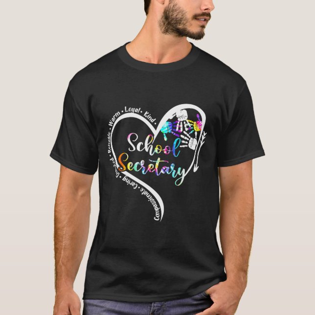 Camiseta Tie Dye Heart School Secretary Life Cute Back to (Frente)