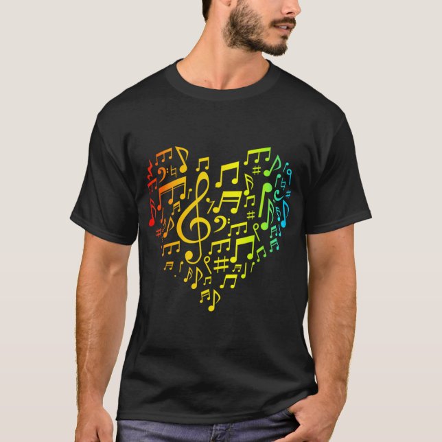 Camiseta Tie Dye Heart Shape Musical Notes (Frente)