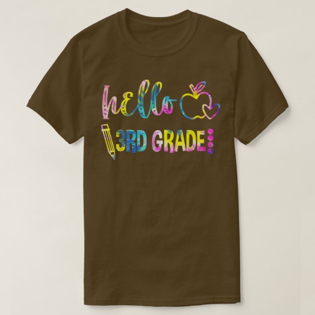 Camiseta Tie Dye Hello 3rd Grade Team 3rd Grade Back To Sch (Frente do Design)