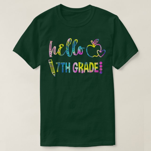 Camiseta Tie Dye Hello, 7 Grau De 7 Da Equipe, Voltar Ao Sc (Frente do Design)
