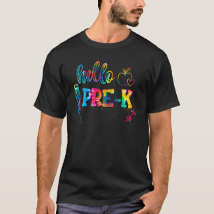 Camiseta Tie Dye Hello Pré K Primeiro Dia Da Professora Co