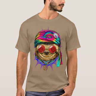 Camiseta Tie Dye Hippie Sloth Hippiness Peace Love Sloth