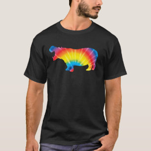 Camiseta Tie Dye Hippopotamus Rainbow Impressão Herd Hippie