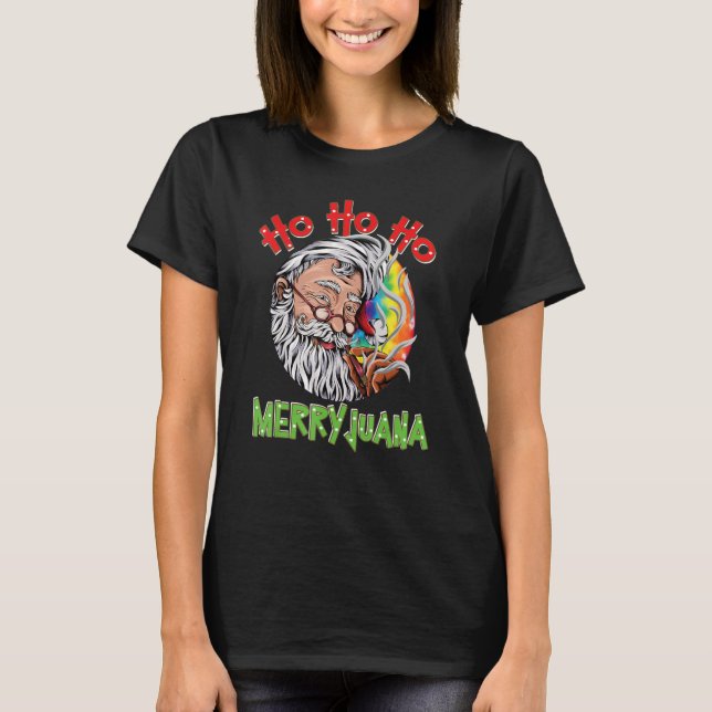 Camiseta Tie Dye Ho Ho Ho Merryjuana Natal Em Julho Weed (Frente)