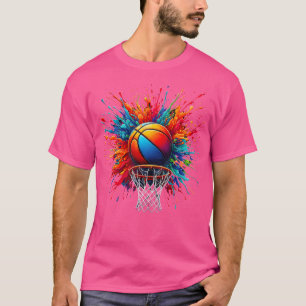 Camiseta Tie Dye Hoop Splash Basquete Colorida de Basquete