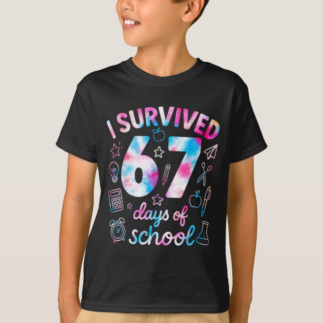 Camiseta Tie Dye I Survived 67 Days Of School Funny Six Sev (Frente)