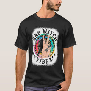 Camiseta Tie Dye Leopard Bad Witch Vibes Halloween Girls W