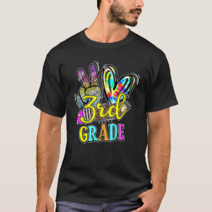Camiseta Tie Dye Leopard Peace Love 3rd Grade Back To Schoo