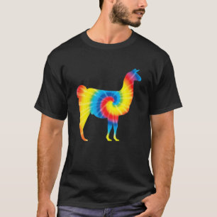 Camiseta Tie Dye Llama Rainbow Impressão Alpaca Animal Hip