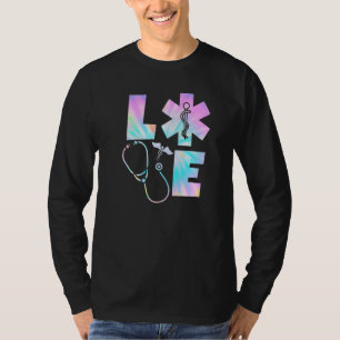 Camiseta Tie Dye Love Escrub Life Stethoscope Enfermeiras