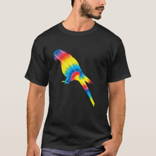 Camiseta Tie Dye Macaw Rainbow Impressão Parrot Bird Hippie