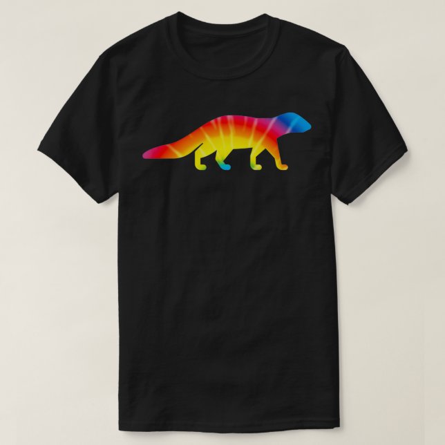 Camiseta Tie Dye Mongoose Impressão Mustelid Hippie Pea (Frente do Design)