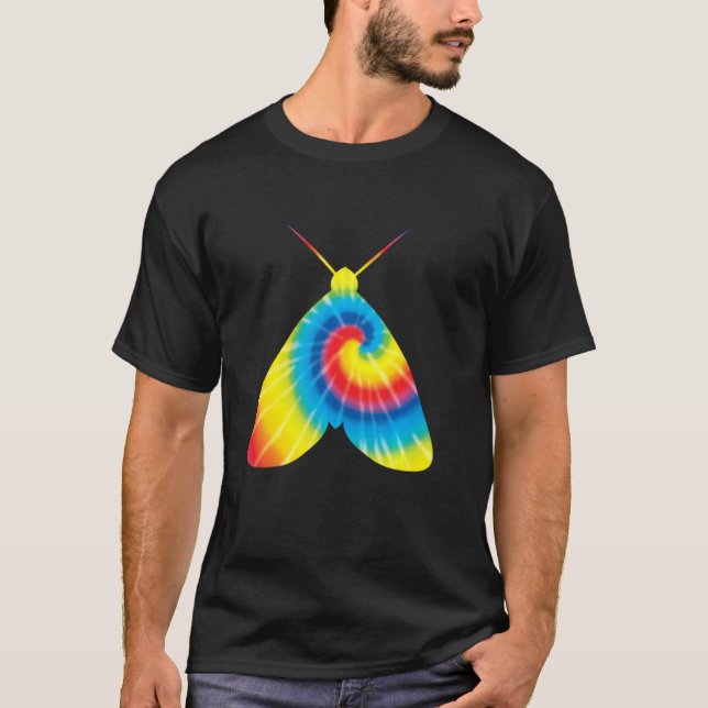 Camiseta Tie Dye Moth Rainbow Impressão Insect Owlet Hippie (Frente)