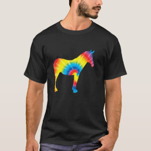 Camiseta Tie Dye Mule Rainbow Impressão Donkey Horse Hippie