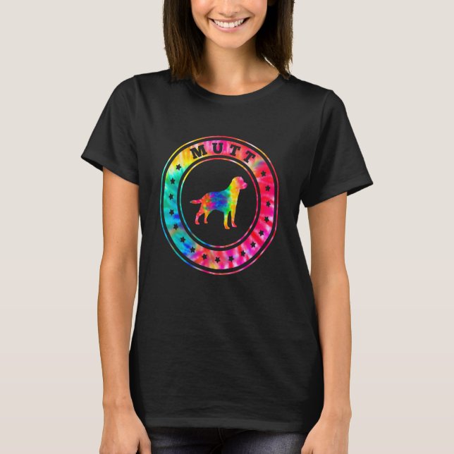 Camiseta Tie Dye Mutt Cachorro Mãe Pai Pet (Frente)