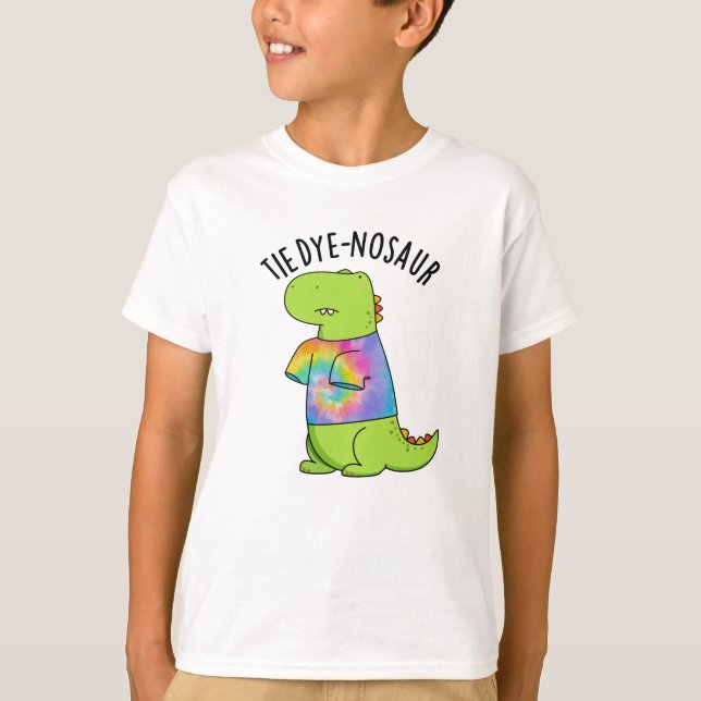 Camiseta Tie-dye-nosaur Engraçado Dinossaur Pun (Frente)