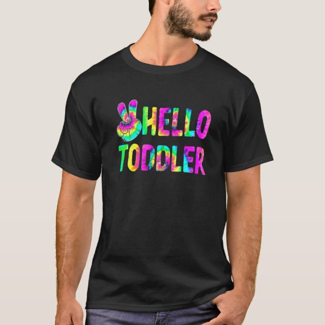 Camiseta Tie Dye Olá Toddler De Volta Para Professores Cria (Frente)