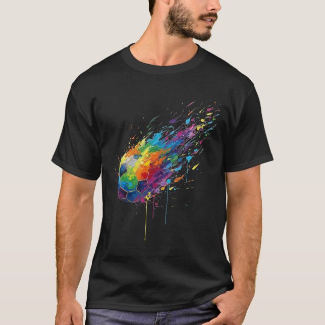 Camiseta Tie-dye Paint Splats Soccer Footbyll Player Fans E (Frente)