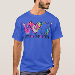 Camiseta Tie Dye Peace Love Dental Assistant Hygienist Dent