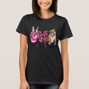 Camiseta Tie Dye Peace Love Leopard Imprime English Buldod 