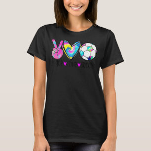 Camiseta Tie Dye Peace Love Soccer Design Heart Ball