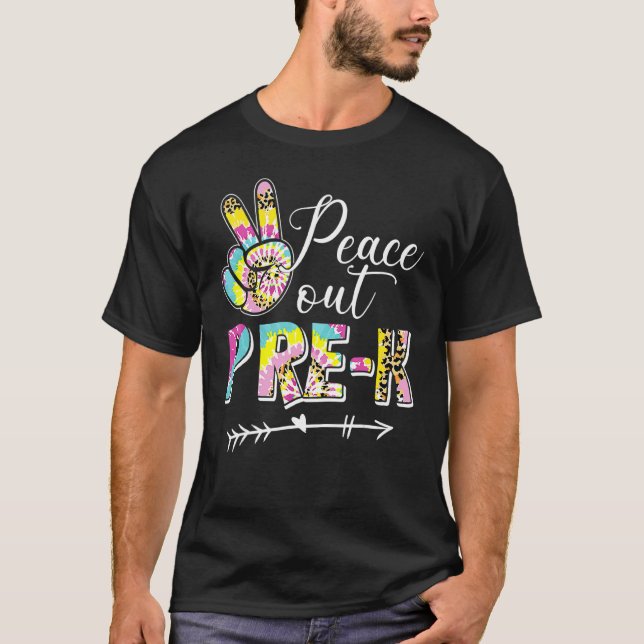 Camiseta Tie Dye Peace Out Pre K Last Day School Summer (Frente)