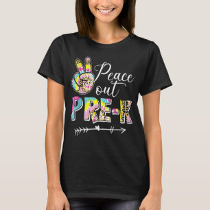 Camiseta Tie Dye Peace Out Pre-K Último Dia Do Verão Escola