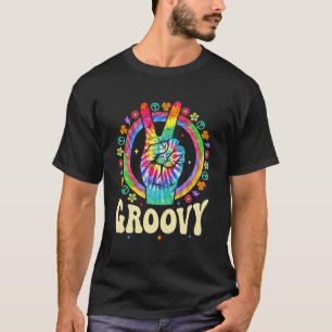 Camiseta Tie Dye Peace Sign Love Groovy Hippie Party For Wo