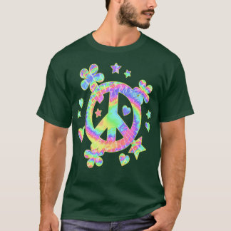 Camiseta Tie Dye Peace Sinal Bonito Amor Colorido Tye Dye H